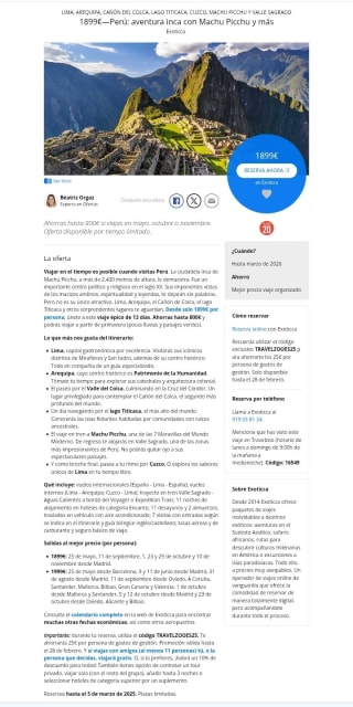 Perú 12 días con Machuca Picchu desde 1899€.