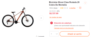 Bicicleta Ghost Claw Rodada 29 Cobre De Montaña por $2,727 en Linio