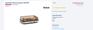 Tefal Maxi Plancha bakplaat CB690D voor €96,79