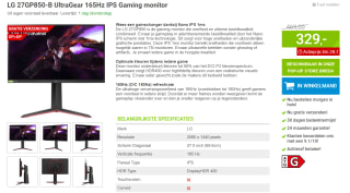 LG UltraGear 27GP850-B - LED-Monitor voor €329 bij Megekko