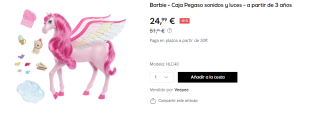 Barbie - Pegaso sonidos y luces por 24.99€