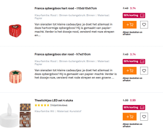 50% korting op alle overige kerstartikelen bij de Karwei