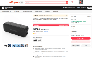 Caixa de Som da Tronsmart, modelo T2 Mini - R$ 90,88