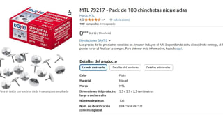 Pack de 100 chinchetas niqueladas Dohe por 0,68€