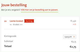 1+1 gratis op alle kroketten bij Kwalitaria bij afhaalbestellingen