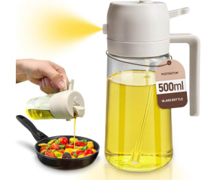 Pulverizador aceite spray 2 en 1 aceitera spray pulverizador de vidrio 500ml/ 17 oz para Freidora de Aire por solo 6,99€