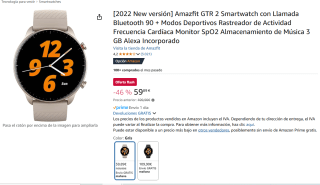 Smartwatch Amazfit GTR 2 por 59,89€