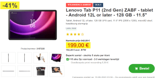 Lenovo Tab P11 (2nd Gen) (ZABF0001SE) Grijs voor €199 bij proshop