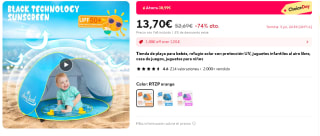 Caseta Campaña de playa para bebés por 13.70€