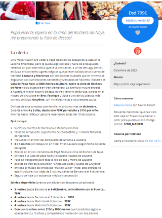 Estancia de 3 noches, visita a Papá Noel en Suiza desde 799€