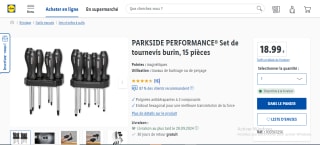 PARKSIDE PERFORMANCE® Set de tournevis burin, 15 pièces à 18,99€