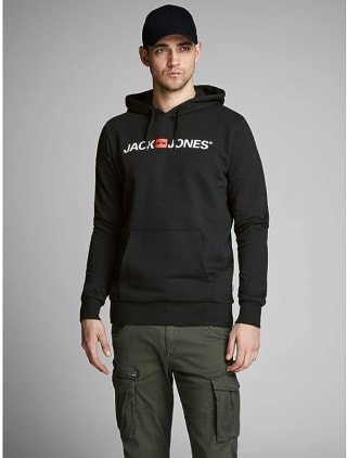 JACK & JONES ESSENTIALS hoodie JJECORP met logo zwart voor €18,32 bij Amazon NL