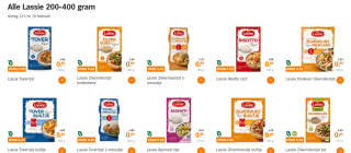 Alle Lassie 200-400 gram voor €0,89 bij de AH
