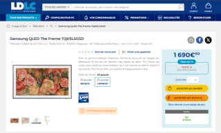 Samsung QLED The Frame TQ65LS03D à 1.690€