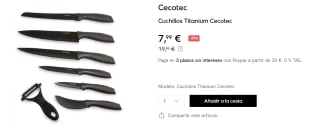 Juego de 7 Cuchillos Titanium Cecotec + Estuche por 7.99€