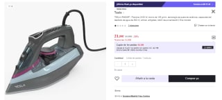 Plancha de Vapor Tesla IR400GP, 3100 W, Sistema Antigoteo, Golpe de Vapor 135gr/m, Suela Cerámico por 21.59€ (Cuenta Nueva 12.47€)