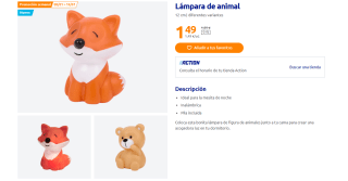 Lámpara de animal 12 cm en tiendas action por 1,49€