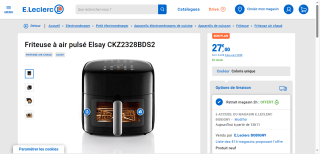 Friteuse à air pulsé Elsay capacité de 6L - 1500W à 27€