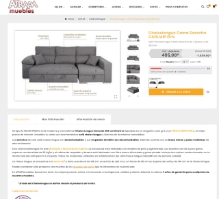 Chaiselongue Cama Derecha CAGLIARI Gris por solo 495€
