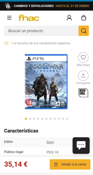 God of War Ragnarok PS5 por 35,14€ (socios)