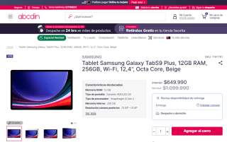 Tablet Samsung Galaxy Tab S9 Plus 12GB RAM 256GB Wi-Fi 12,4" por $649.990
