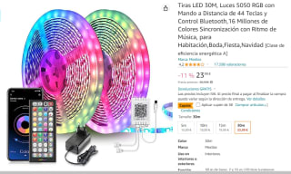 Tiras LED 30M con mando a distancia por 18.99€