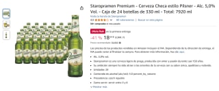 24 botellines Staropramen Premium Cerveza Checa estilo Pilsner de 330 ml