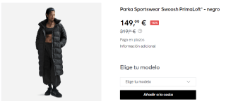 Parka para Mujer Nike Sportswear Swoosh PrimaLoft® por 149.99€