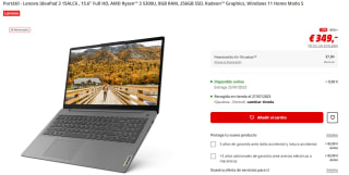 Ordenador Portátil - Lenovo IdeaPad 3 15ALC6 , 15.6" Full HD, AMD Ryzen™ 3 5300U, 8GB RAM, 256GB SSD, Radeon™ Graphics, Windows 11 Home Modo S por 349€