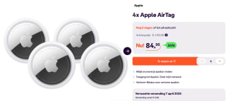 Apple AirTag - 4 stuks voor €84,95 bij Ibood