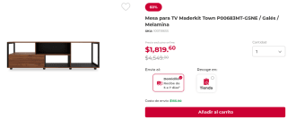 Mesa para TV Maderkit Town a $1,820 en Office Depot