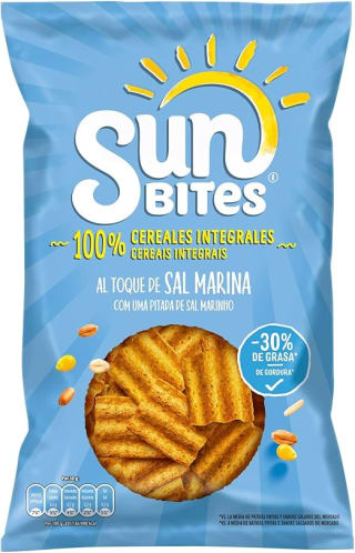 10 bolsas Sunbites Snack Ondulados Multicereales Al Toque de Sal Marina - 95g por 12€