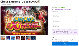 Purchase a Circus Extreme grandstand tickets for £11.70 via Groupon