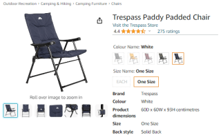Pick Trespass paddy padded chair from Amazon as low as £5.99