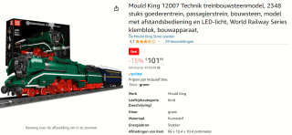 Mould King 12007, Technisch treinmodel, 2348 delen voor €101,99 bij Amazon