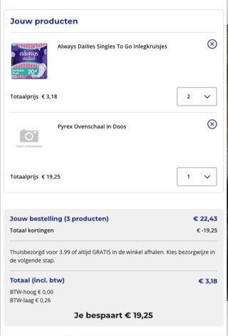 Gratis Pyrex ovenschaal twv 19,25 euro ( bij 1 of 2 actieproducten )