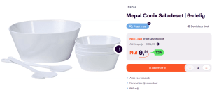Mepal - salade Conix 6-delig voor €9,94 bij iBOOD