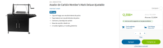 Asador de Carbón Member's Mark Deluxe Ajustable por $2,499 en Sam's Club