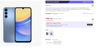 Móvil Samsung Galaxy A15 Versión Global 4G 8GB+256GB por 146.94€ (Cuenta Nueva 134.94€)