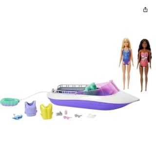 Barbie Mermaid Power Barco que flota con dos muñecas Malibu y Brooklyn con bañador y accesorios acuáticos por 23.76€