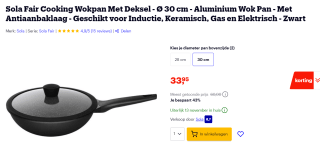 Sola Fair Cooking Wokpan Met Deksel - Ø 30 cm voor €33,95 bij Bol.com