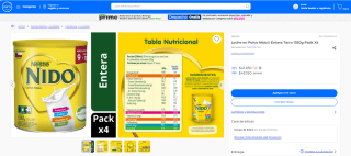 Pack x 4 leche en polvo entera Nido tarro de 1350g por $41.030