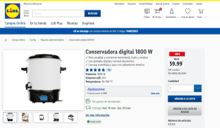 Conservadora digital de 1800 W por 59,99€
