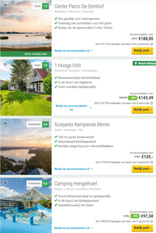 Tot 35% korting op verblijven via BungalowSpecials