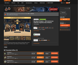 Buy Age of Empires - 25th Anniversary Collection Argentina Xbox Windows a solo 8,60€