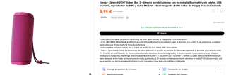 Altavoz portátil Energy Sistem Urban Box 2 por 5,99€ (reacondicionado)