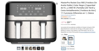 MasterPro Rocket Duo 900 Freidora Sin Aceite Doble Capacidad de 9 L y 2400 W por 59,99€