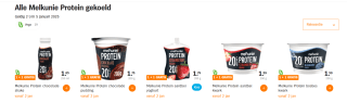 Alle Melkunie Proteïne producten gekoeld 1+1 gratis bij de AH