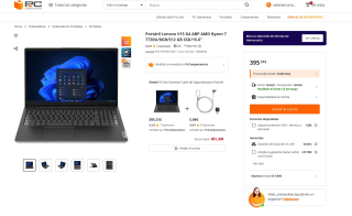 Portátil Lenovo V15 G4 ABP AMD Ryzen 7 7730U/8GB 512GB SSD 15.6" por solo 395,31€