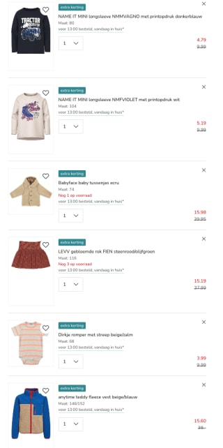 Pak tot 50% + 20% extra korting bij Kleertjes.com